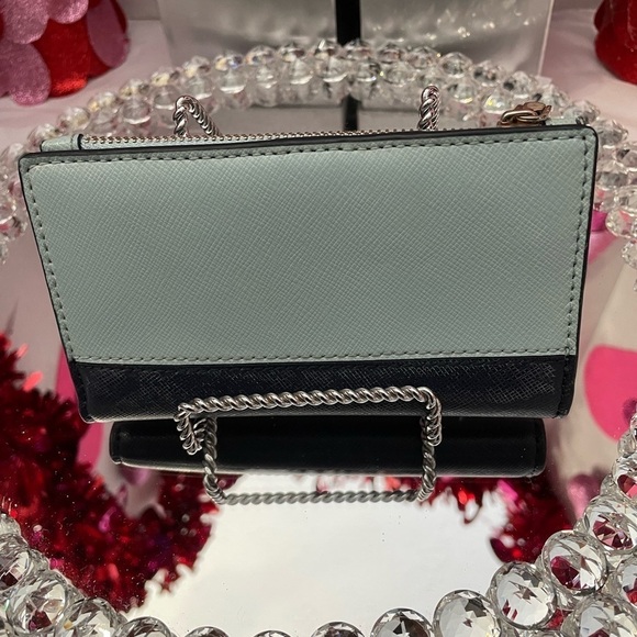 EUC Kate Spade TWO TONE BLUE LEATHER CARD WALLET - Picture 2 of 5